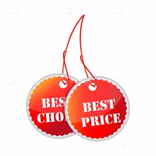 Pair of Red Best Choice and Best Price Tags